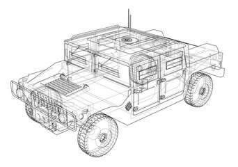 Combat car. Vector rendering of 3d