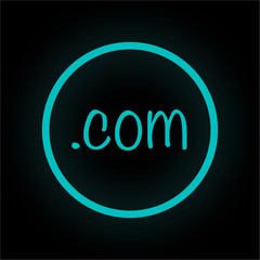 Sticker - Neon Button rund - .com-Domain kreativ