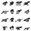Cannon retro icons set, simple style