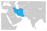 Fototapeta Mapy - Iran blue marked in political map of South Asia and Middle East. Simple flat vector map..