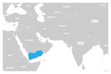 Fototapeta  - Yemen blue marked in political map of South Asia and Middle East. Simple flat vector map..