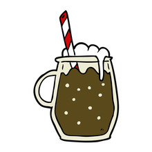 Cartoon Glass Of Root Beer With Straw