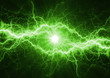 Green power lightning bolt, plasma and electric power background