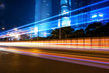 Light Trails On The Street In Shanghai ,China.