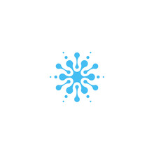 Blue Abstract Water Drop Icon. Isolated Splash Shape Logo, Unusual Star Sillhoutte Symbol.