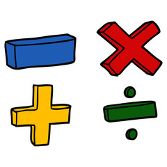 cartoon math symbols