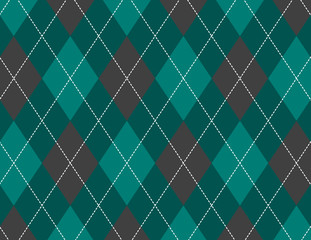 Canvas Print - Green and Grey Argyle Background