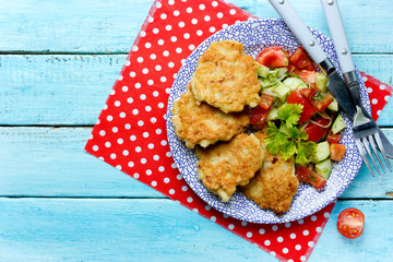 Canvas Print - Chicken chops with vegetable salad