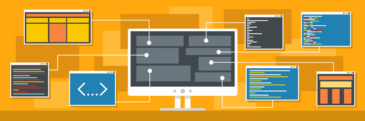 Decryption of data banner. Flat illustration of decryption of data vector banner for web.