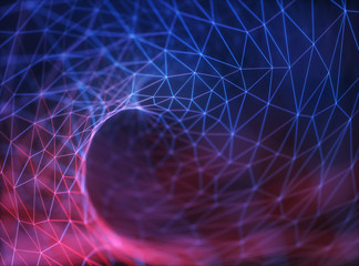 Wall Mural - 3d illustration of an abstract image of lines and dots representing connection technology.