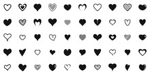 Heart Shapes Icons Set. Simple Illustration Of 50 Heart Shapes Vector Icons For Web