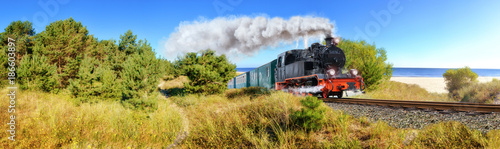 Fotografía Historical German steam train in spring, Rugen, Germany
