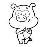 Fototapeta Pokój dzieciecy - happy cartoon pig with candy