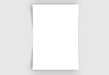 A4 Format Empty Paper Note Template. White Sheet  Paper Mock Up. 3D Illustrating.