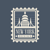 Fototapeta  - Brooklyn Bridge on American postage stamp