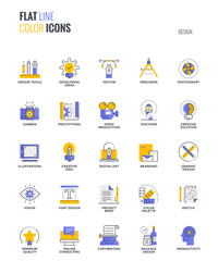 Wall Mural - flat line multicolor icons design-graphic design
