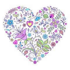 Poster - floral valentines heart