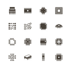 Computer Chips icons. Perfect black pictogram on white background. Flat simple vector icon.