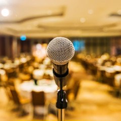 close up of microphone in meeting room for a seminar