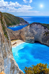 Navagio (Shipwreck) Beach in Zakynthos island, Greece.