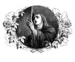 © acrogame - Holy Mary praying at the cross, vintage engraving