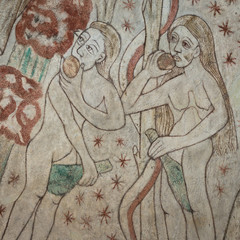 Wall Mural - Adam and Eve in the Paradise eating fruits from the tree of knowledge