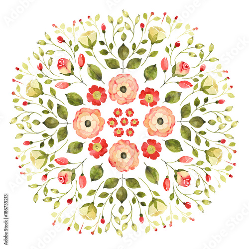 Photo Watercolor floral mandala