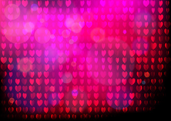 Wall Mural - neon heart background. disco party purple pink pattern. valentines day concept