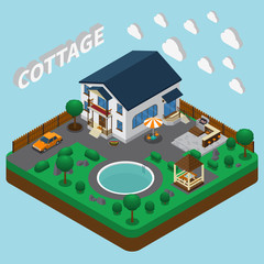 Poster - Vacation Home Isometric Composition