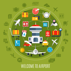 Wall Mural - Airport Service Flat Advertisement Poster