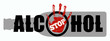 Stop alcohol sign. Creative social vector design element concept. Hand Print. Grunge logo.
