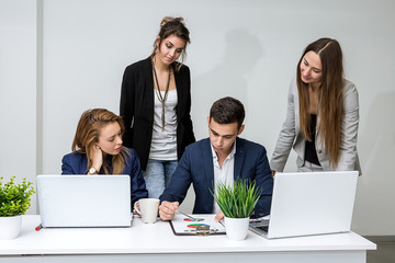 Wall Mural - People with diagrams in coworking�space