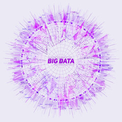 Wall Mural - Purple Big data circular visualization. Futuristic infographic. Information aesthetic design. Visual data complexity. Complex data threads graphic. Social network representation. Abstract graph