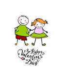 Fototapeta Dinusie - Happy Valentine's Day. Boy and girl