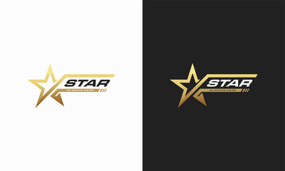 luxury gold star logo designs template, elegant star logo designs, fast star logo designs concept