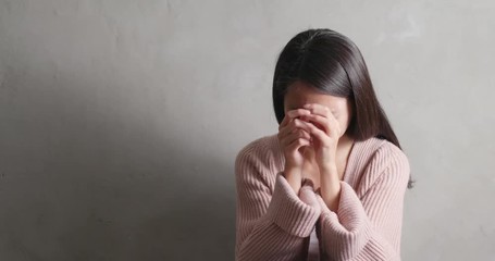 Wall Mural - Depression woman crying