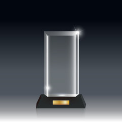 Poster - Realistic Blank Vector Acrylic Glass Trophy Award dark gray bg_62