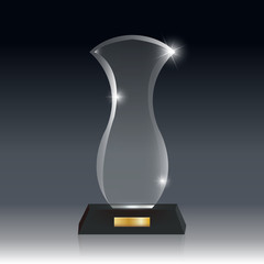 Poster - Realistic Blank Vector Acrylic Glass Trophy Award dark gray bg_72