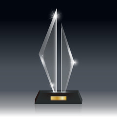 Poster - Realistic Blank Vector Acrylic Glass Trophy Award dark gray bg_76