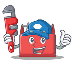 Canvas Print - Plumber tool box character cartoon