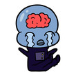© lineartestpilot - cartoon big brain alien crying