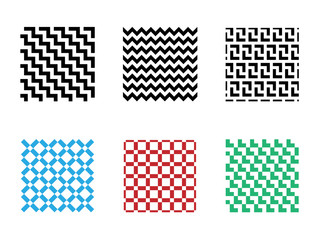 Poster - Set of Seamless pixel pattern on white, vector