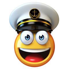 Poster - Marines hat emoji isolated on white background, admiral emoticon wearing navy cap  3d rendering