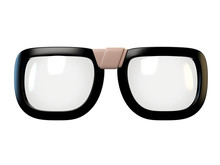 Black Nerd Eyeglasses Design Element, Glasses Isolated On White Background, 3d Rendering