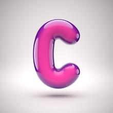 Round Pink Glossy Font 3d Rendering Letter C