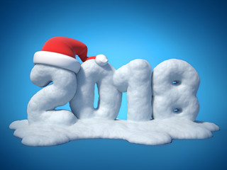 Wall Mural - New year's 2018 numbers made of snow 3d rendering