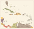 © Porcupen - The Caribbean Map - Vintage Vector Illustration
