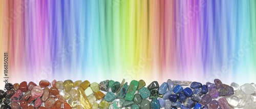 Magnificent Multicoloured Chakra Healing Stones header - wide rainbow coloured g Fototapete