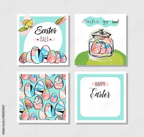 Set of Vector Happy Easter Label Elements. Vintage Holiday Badges. Vector Templates for Greeting ...