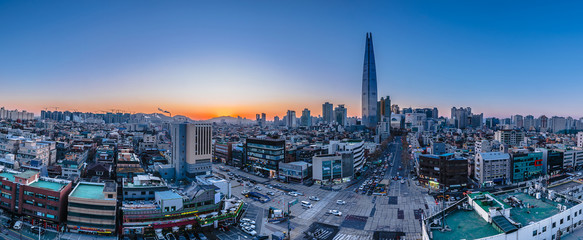 Wall Mural - Twilight sunset at han river seoul korea